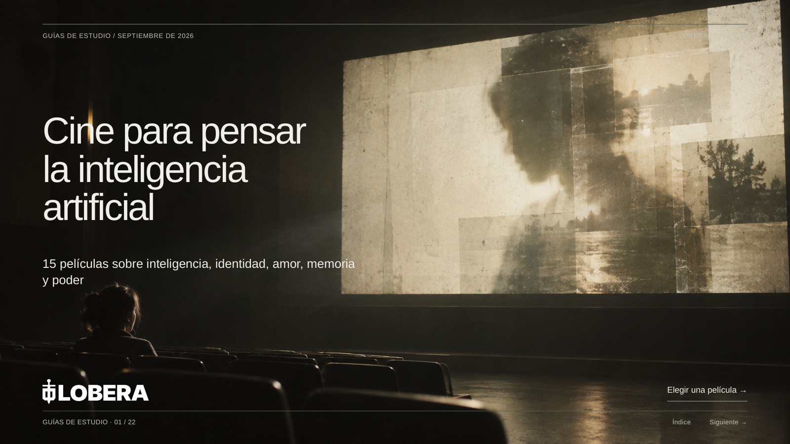 Portada de Cine para pensar la inteligencia artificial, una guía de estudio de Lobera.
